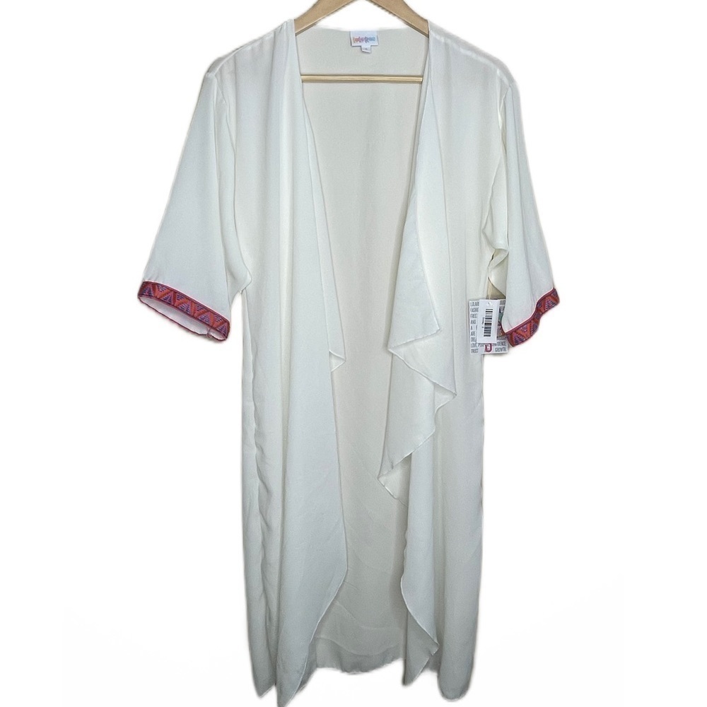 LULAROE  Shirley kimono sheer white with sleeve detail